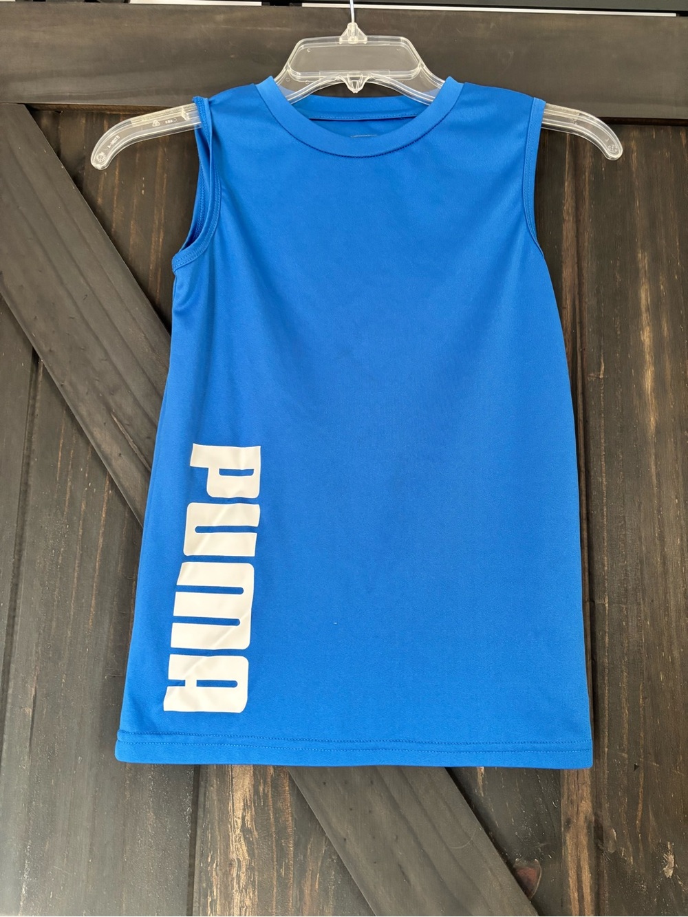 Puma Kids Bright Blue Sleeveless Tank with White Logo